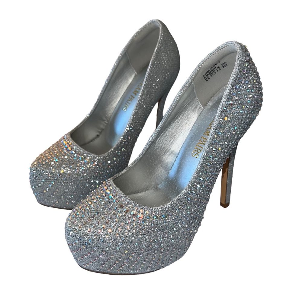 NEW 🏷️ DREAM PAIRS Swan_30 Sliver Rhinestone 6” Platform Inclosed Pump